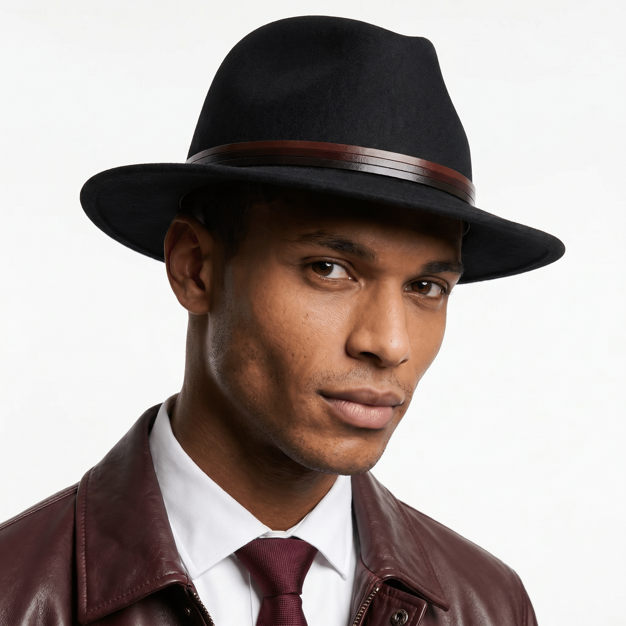 Chapeau avec Bande de Cuir Cagliero